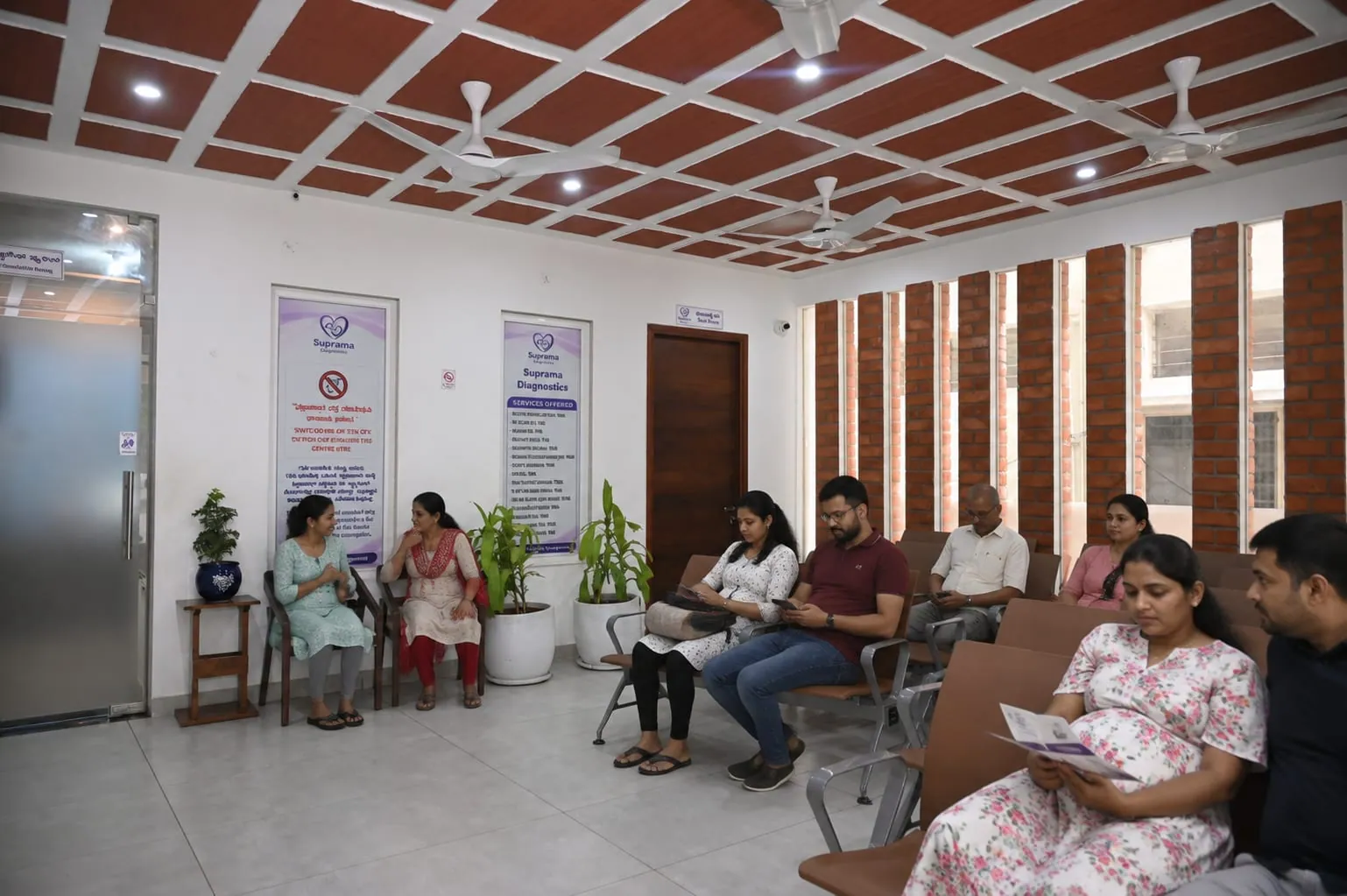Comfortable, mother-friendly waiting area at Suprama Diagnostics
